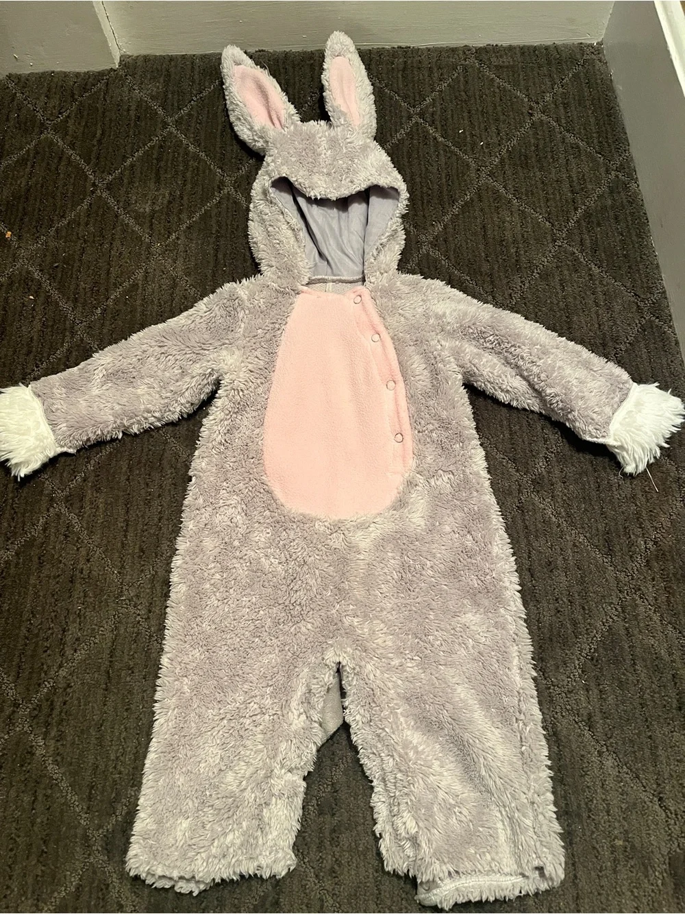 Pottery Barn Kids Baby Bunny Plush Hooded Costume - Pink & Light Gray Size 6-12M - Picture 2 of 5